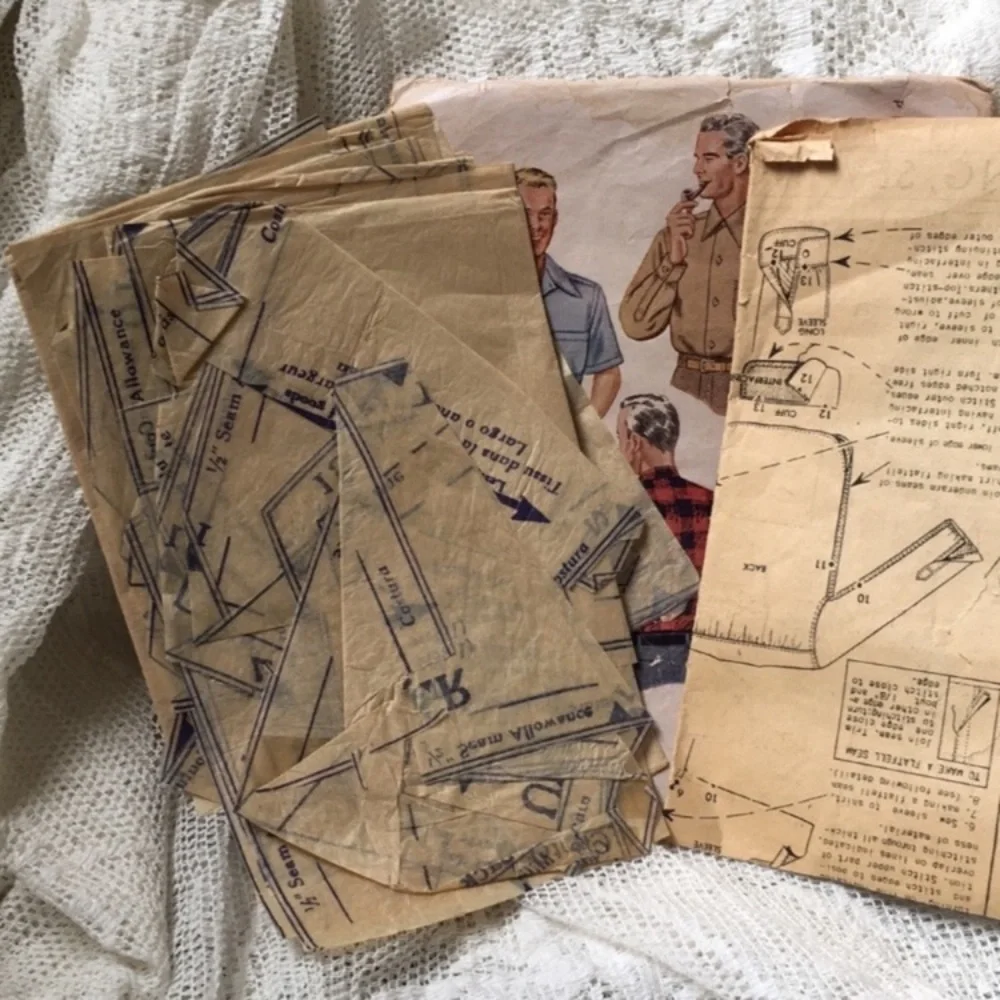 1940s McCall 5863 men’s shirt sewing pattern, neck 14-14 1/2, vintage